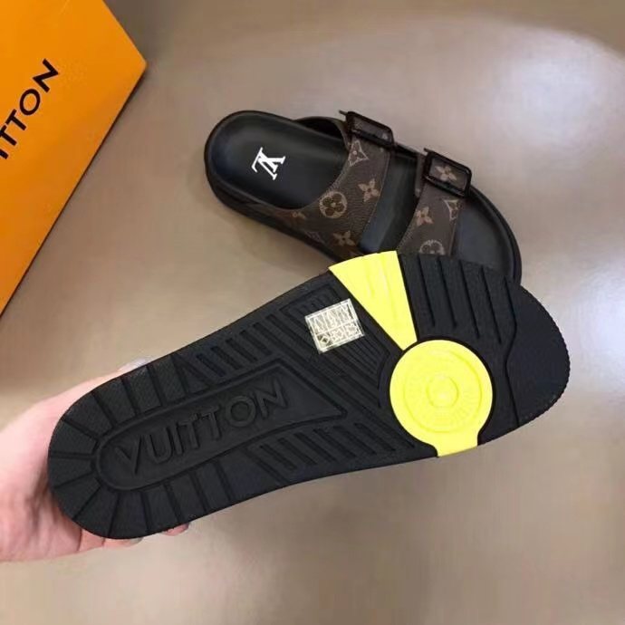 Louis Vuitton Monogram Buckle Slide Sandals — back