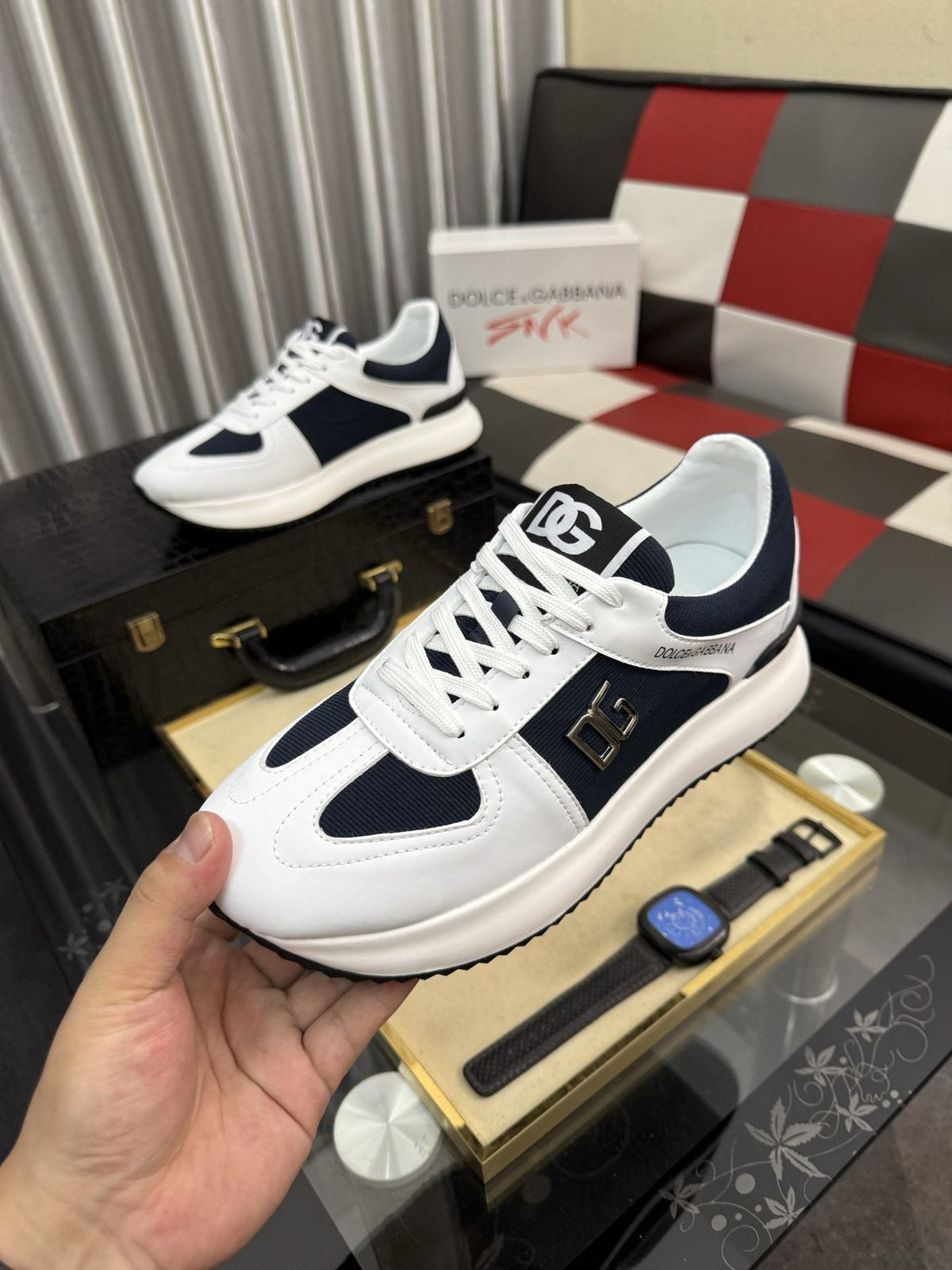 Dolce & Gabbana Metallic DG Logo Low-Top Sneakers — side