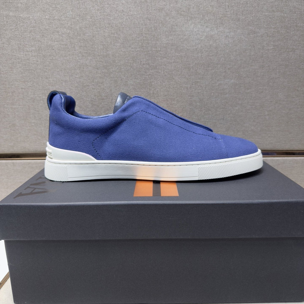 Zegna Tan Accent Low-Top Sneakers — side