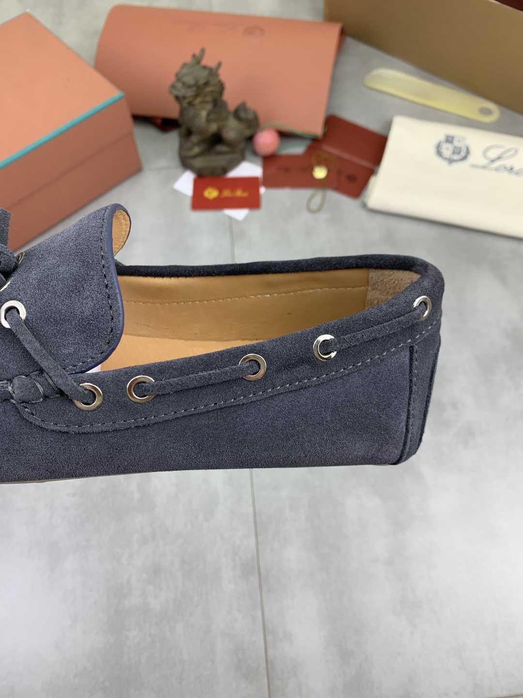 Loro Piana Suede Driving Shoes — detail