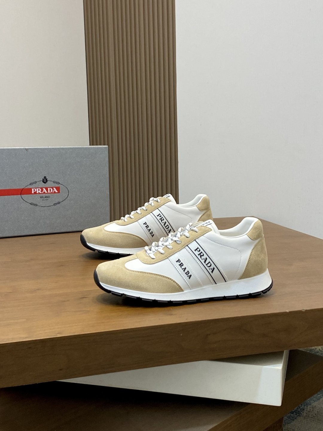 Prada Men's Geometric Panel Sneakers — hero