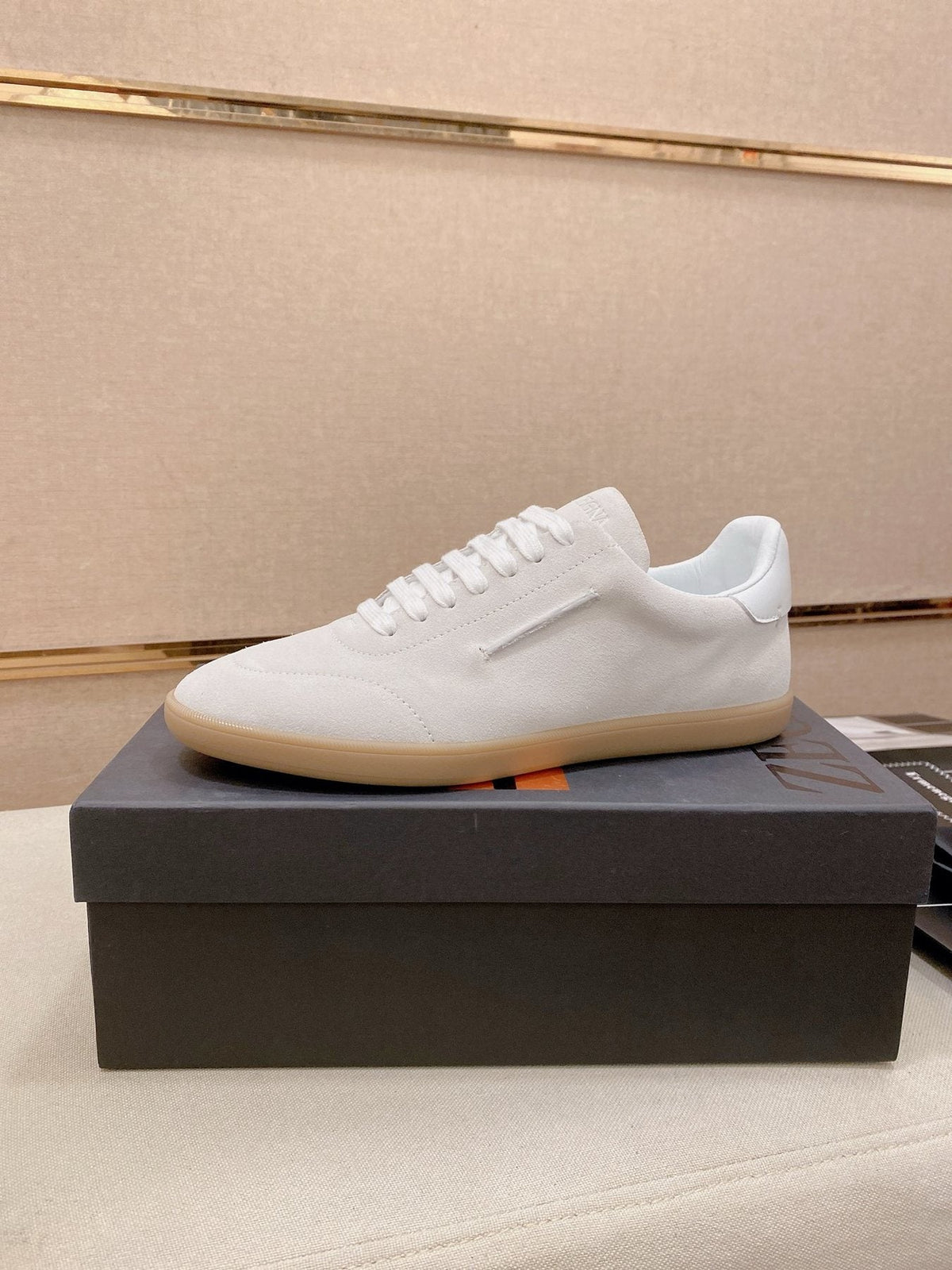 Zegna Suede Low-Top Sneakers — front