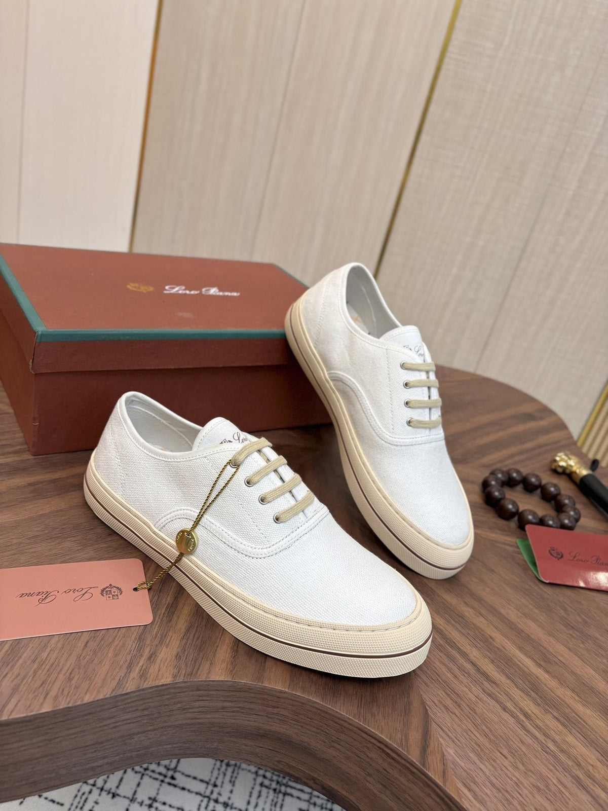 Loro Piana Low-Top Canvas Sneakers — front
