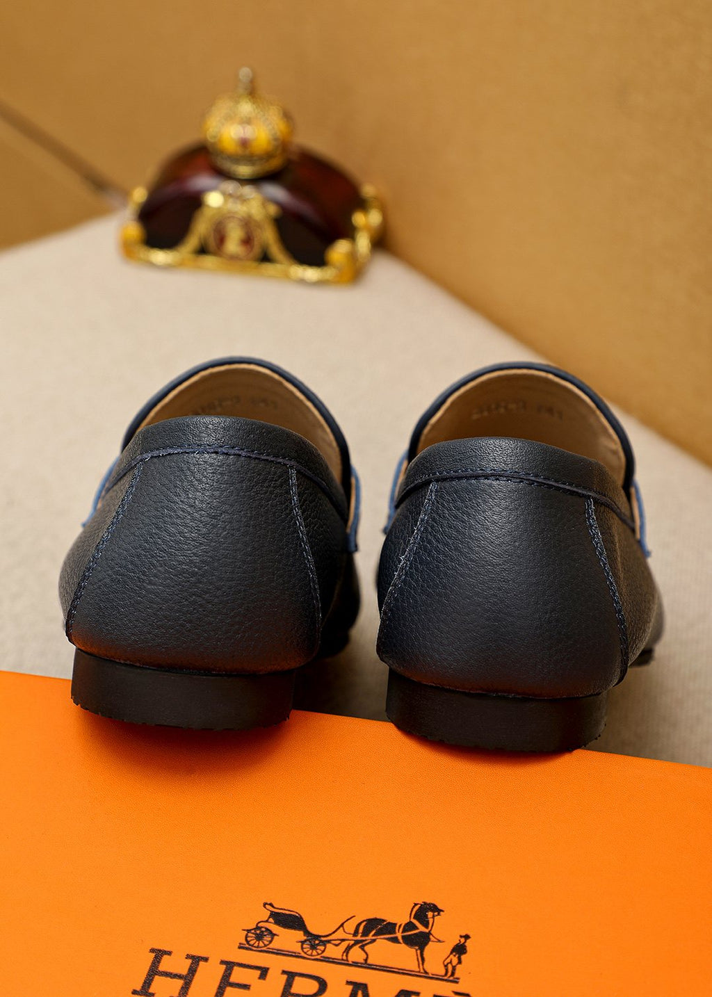 Hermès Pebbled Leather Loafers — back