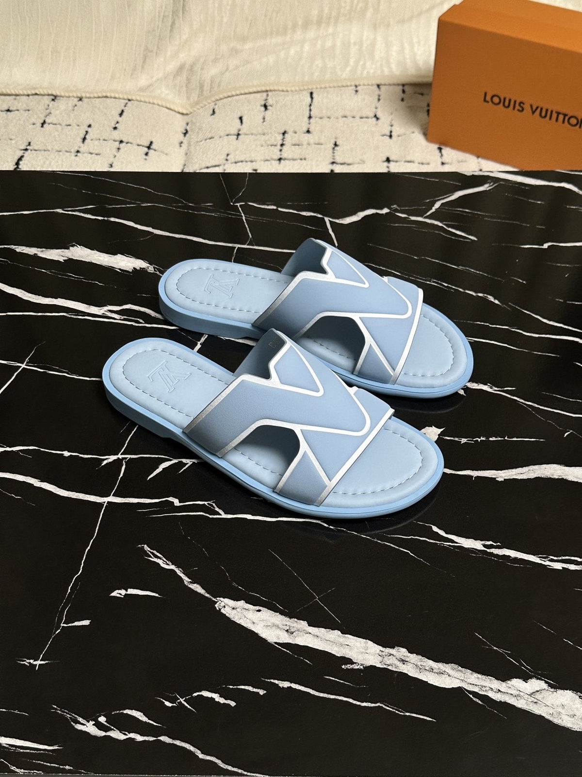 Louis Vuitton V-Detail Slide Sandals — front