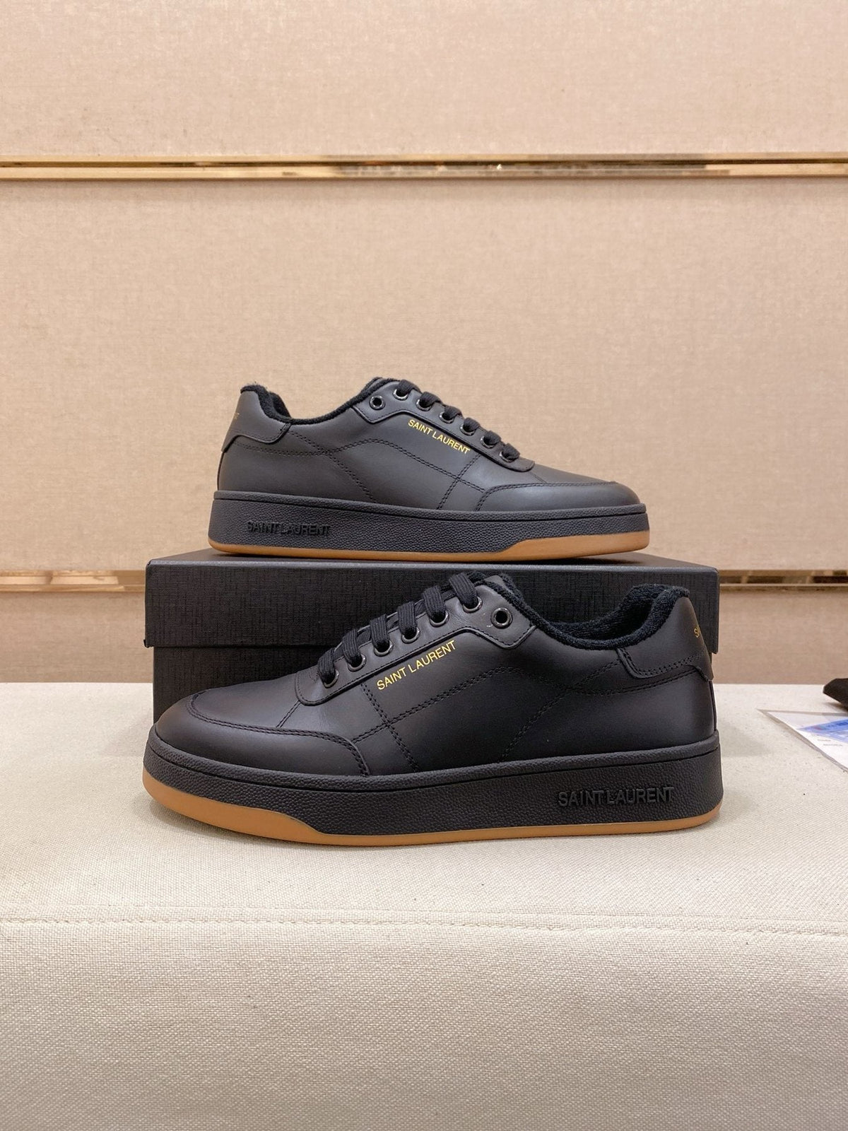 Saint Laurent Dark Gray Gum Sole Sneakers — side