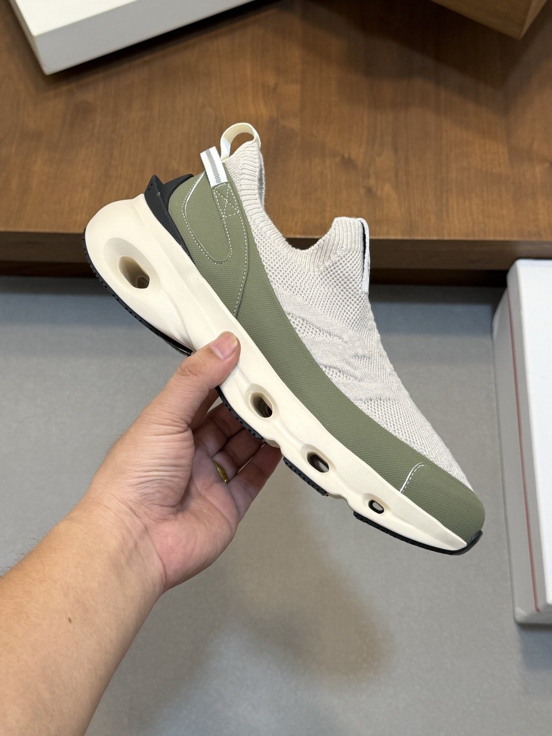 Moncler Off-White Slip-On Sneakers — front