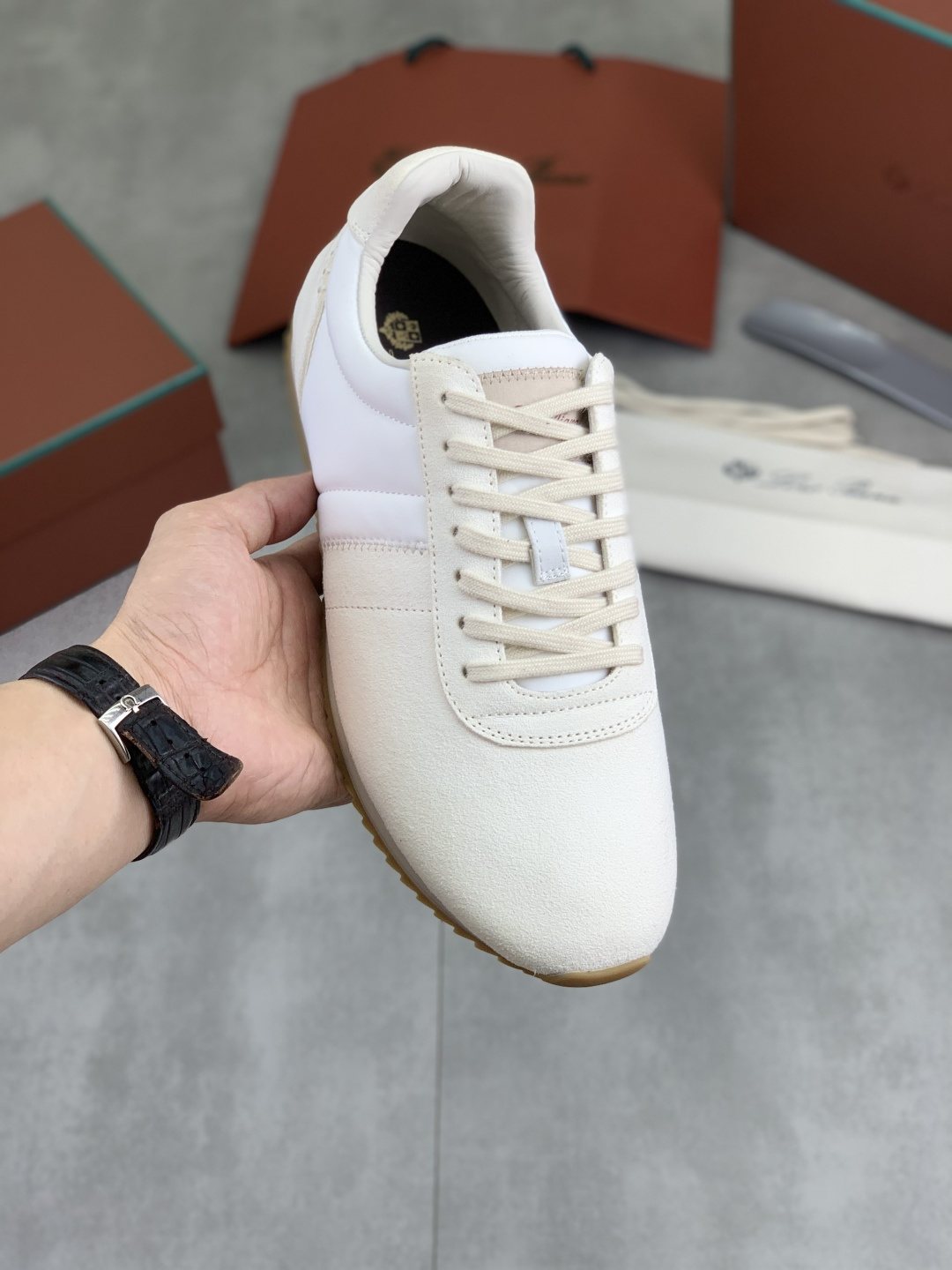 Loro Piana Black Low-Top Sneakers — front