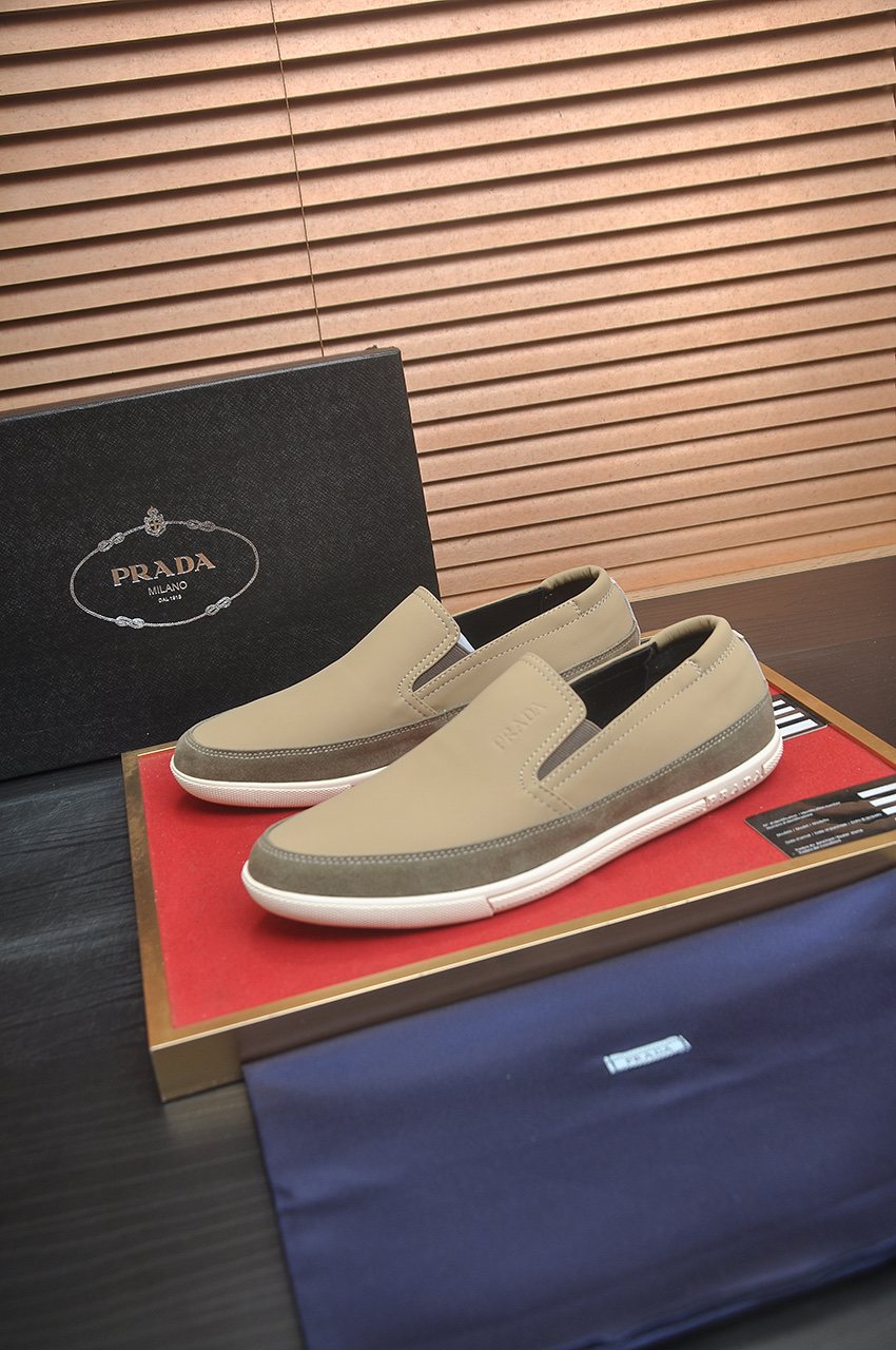 Prada Men’s Smooth Slip-On Shoes — front