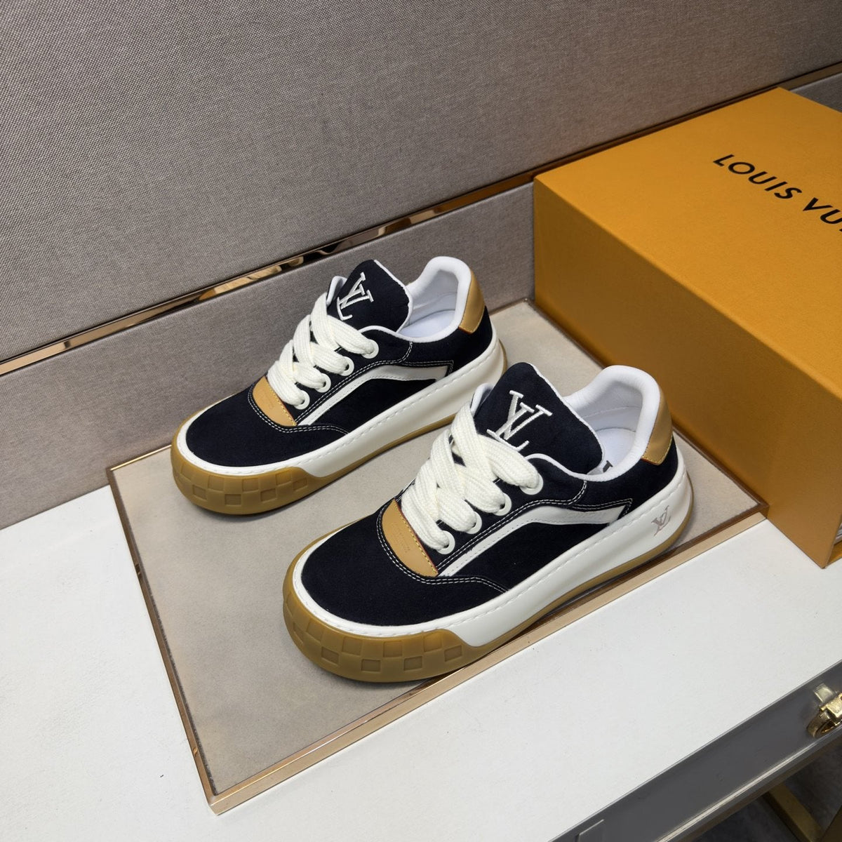 Louis Vuitton Panelled Gum Sole Sneakers — side