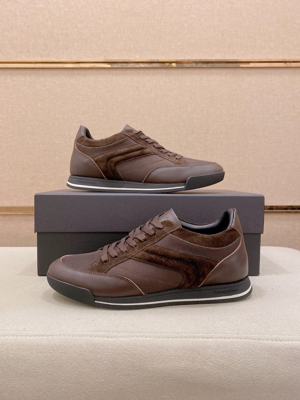 Zegna Leather and Suede Low-Top Sneakers — hero