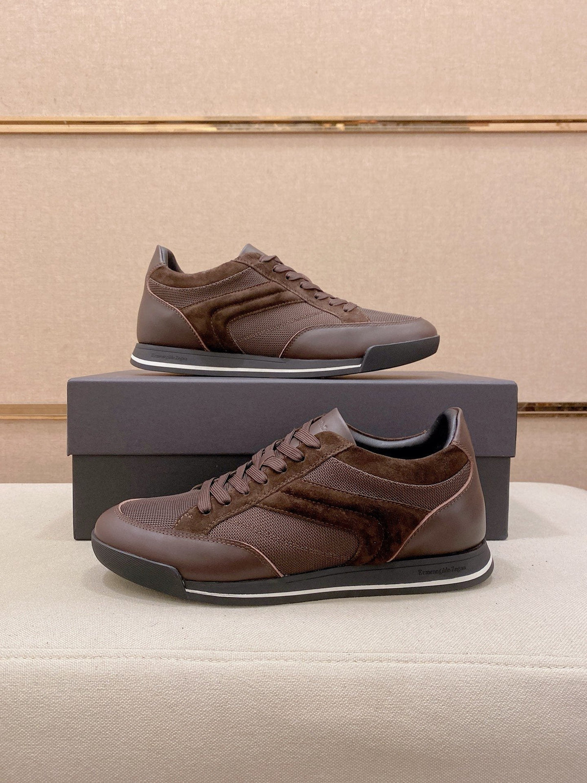 Zegna Leather and Suede Low-Top Sneakers — hero