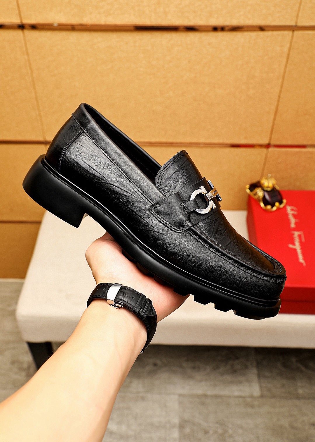 Salvatore Ferragamo Black Bit Loafers — model