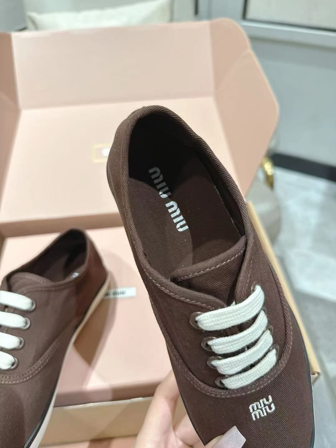 Miu Miu Low-Top Canvas Sneakers — detail