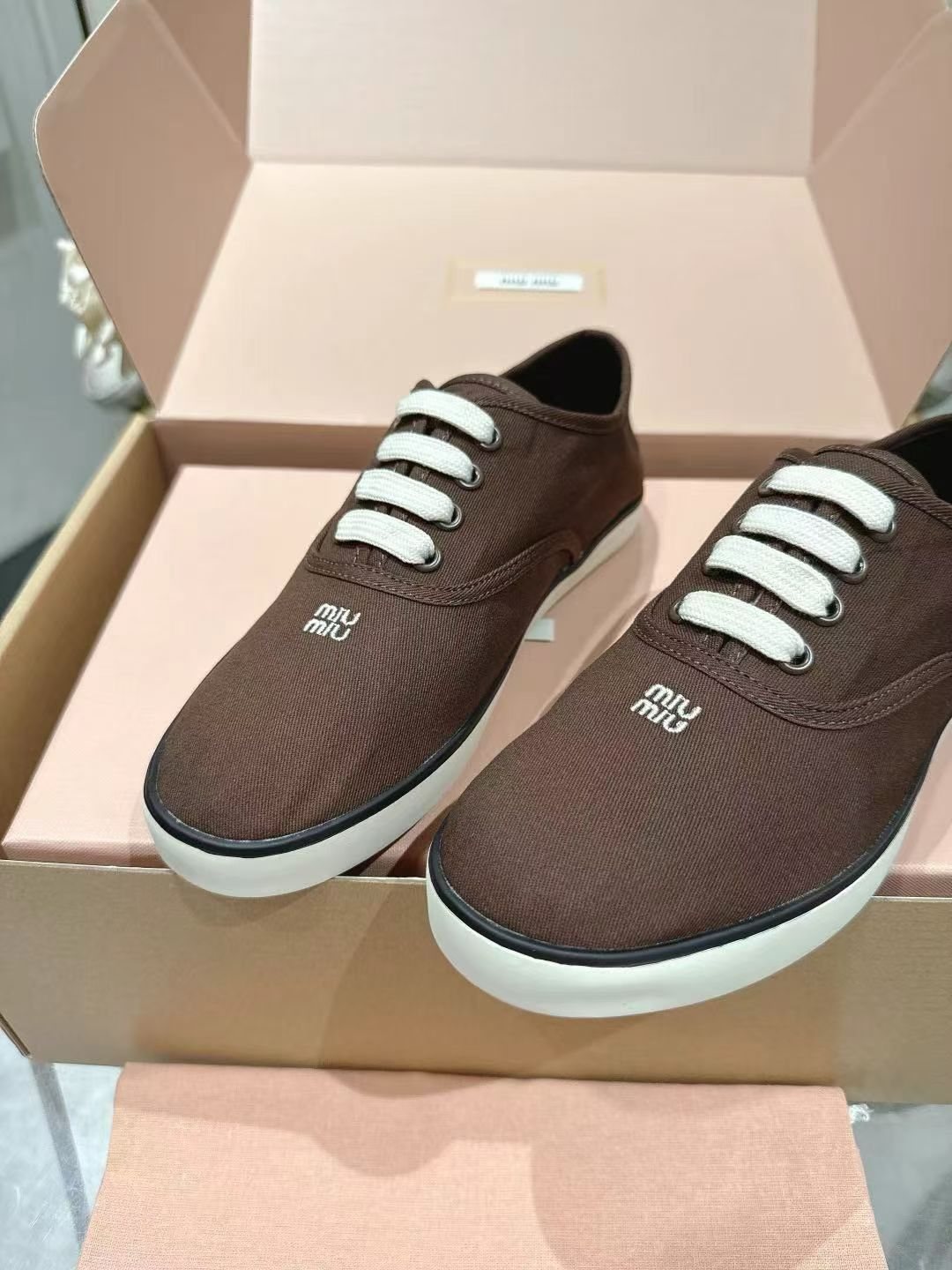 Miu Miu Low-Top Canvas Sneakers — side