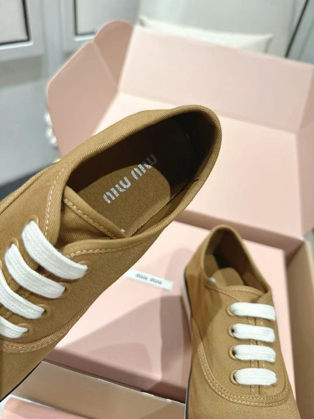 Miu Miu Low-Top Canvas Sneakers — detail