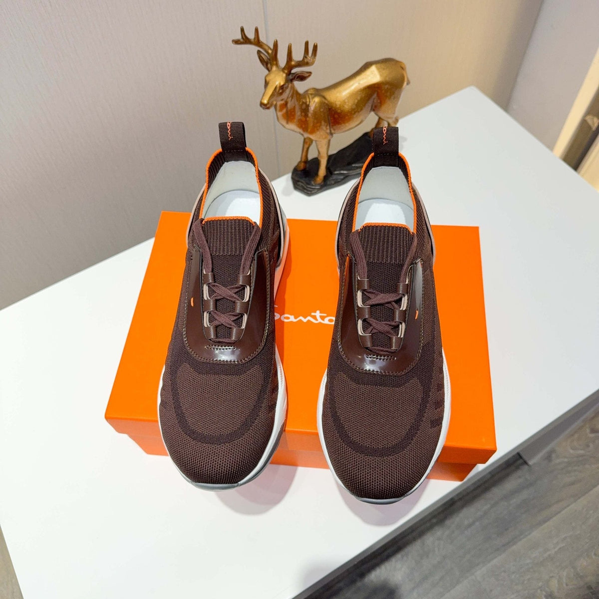 Santoni Men's Knit Lace-Up Sneakers — back