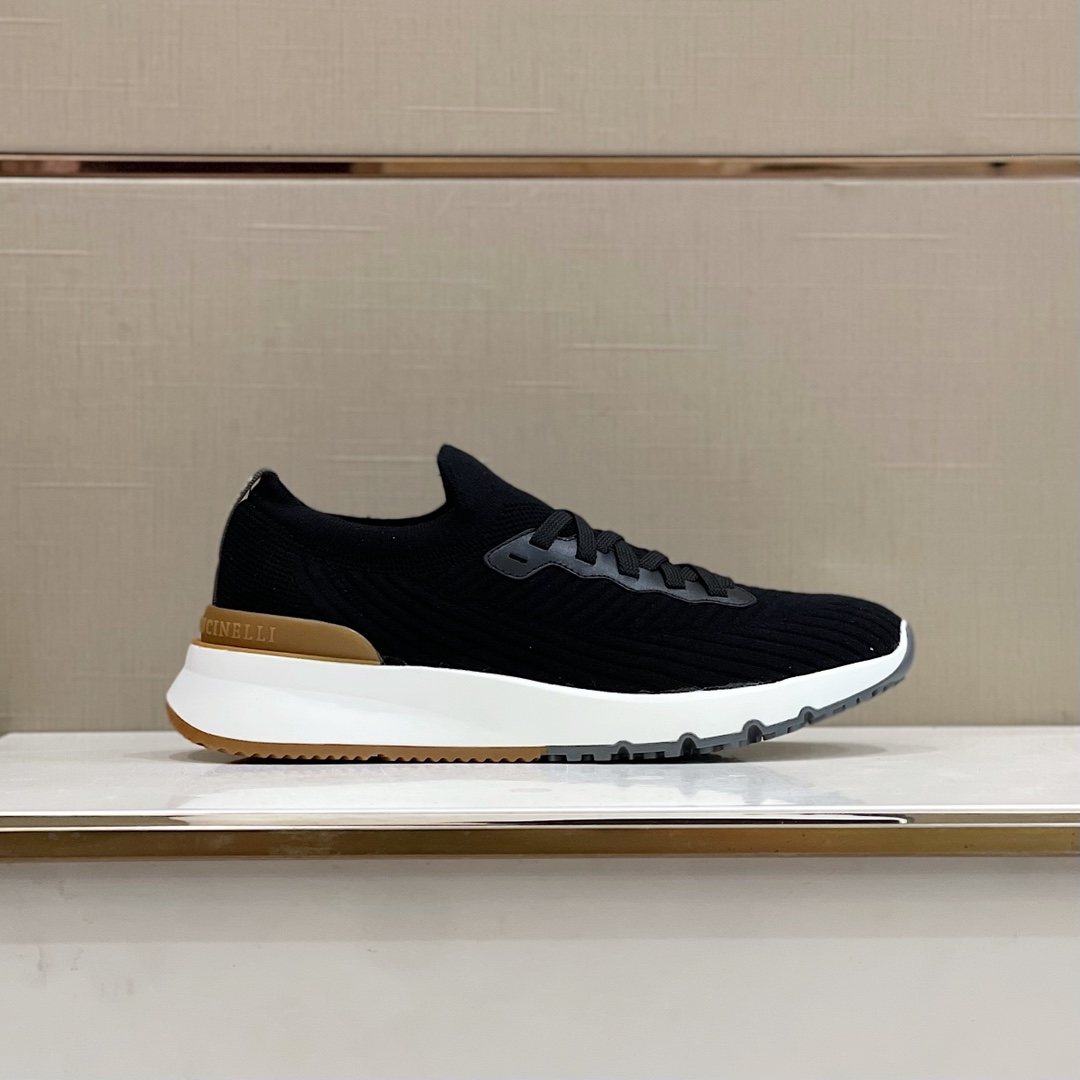 Brunello Cucinelli Knit Lace-Up Sneakers — side