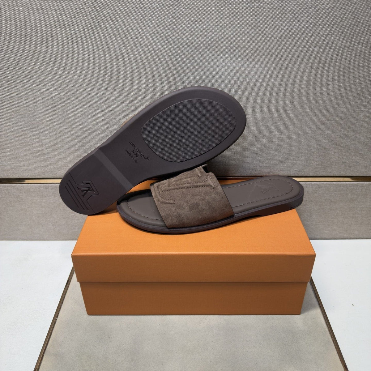 Louis Vuitton Embossed Strap Slide Sandals — side