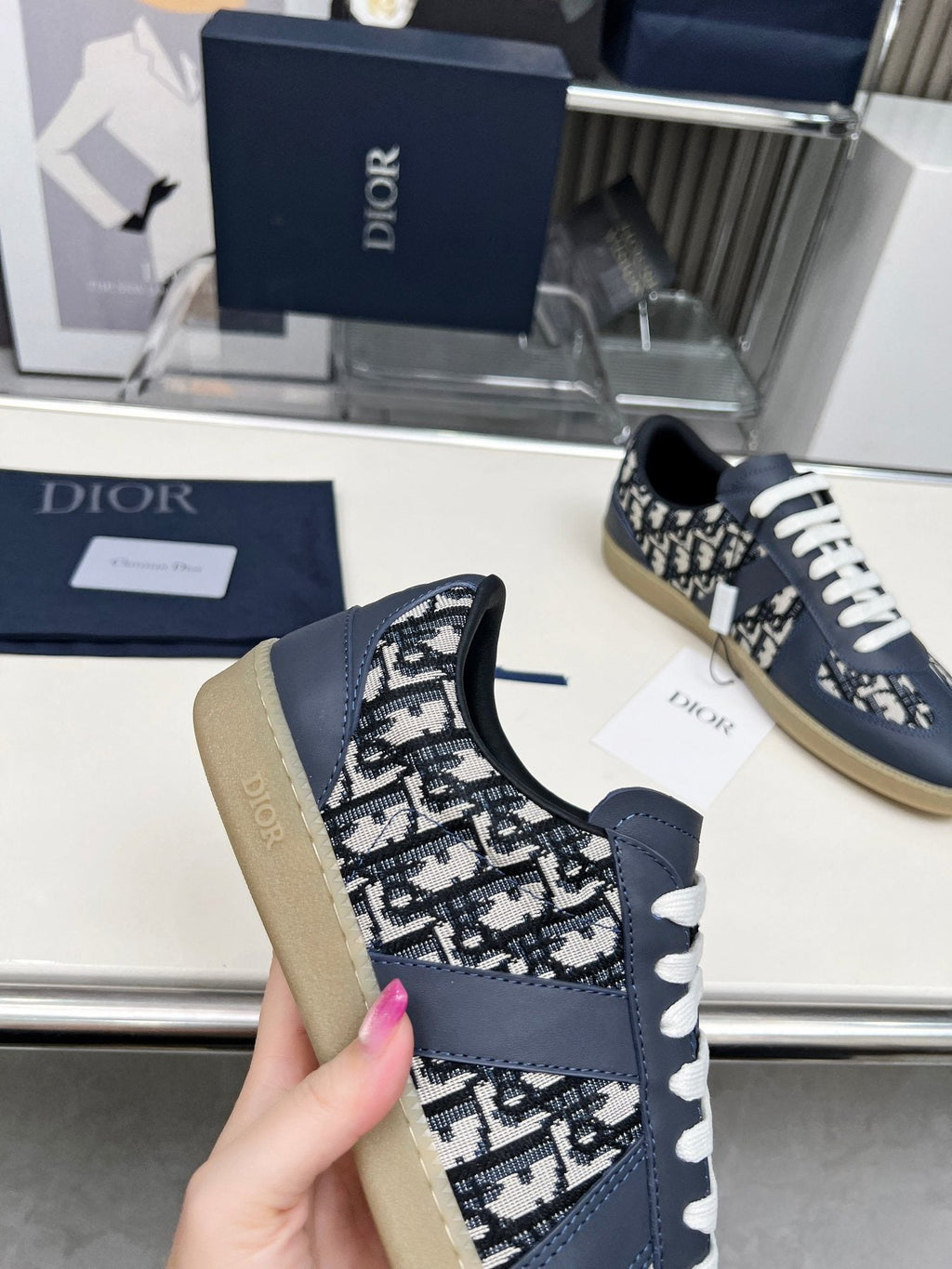 Dior B01 Patterned Low-Top Sneakers — side