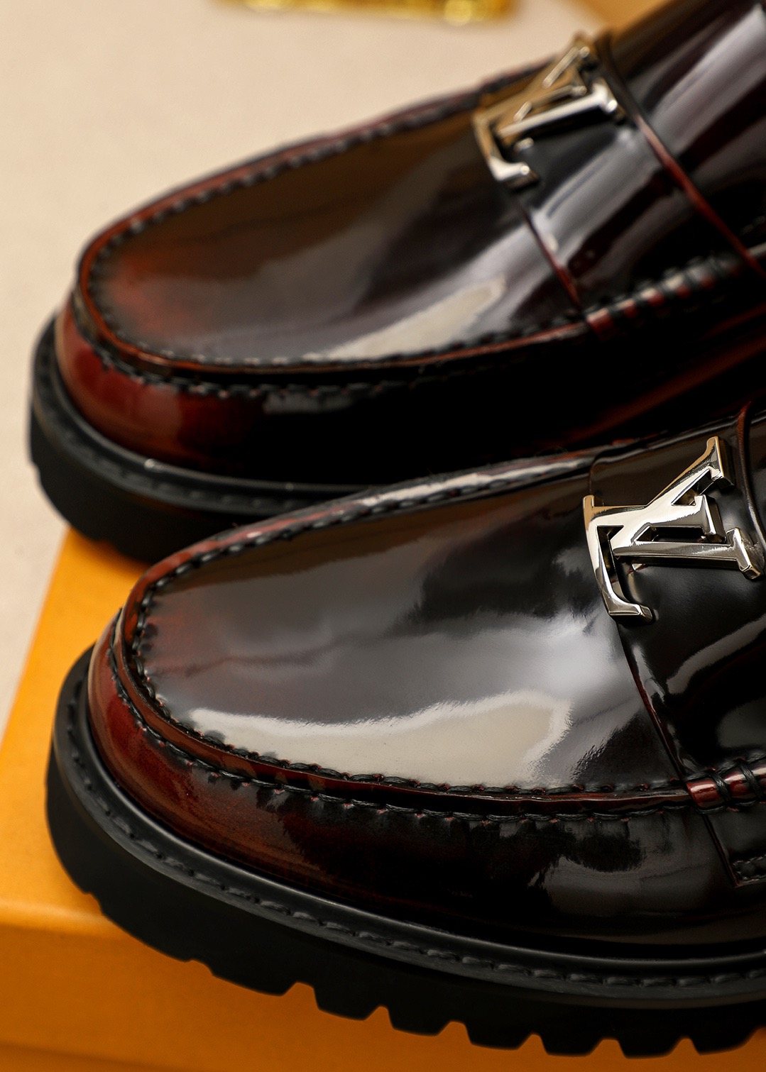 Louis Vuitton Glossy Lug Sole Loafers — detail