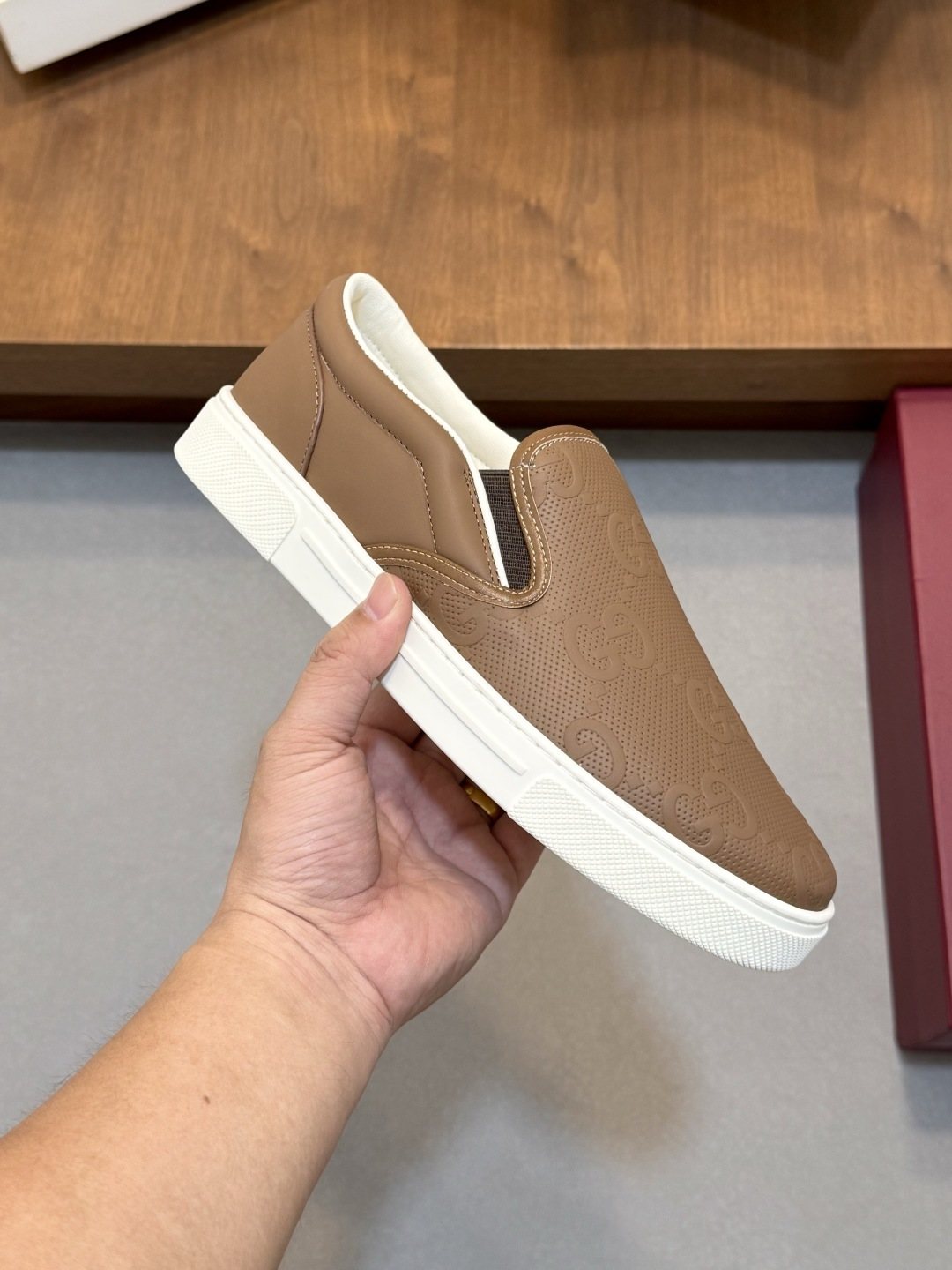 Gucci Embossed Slip-On Sneakers — side