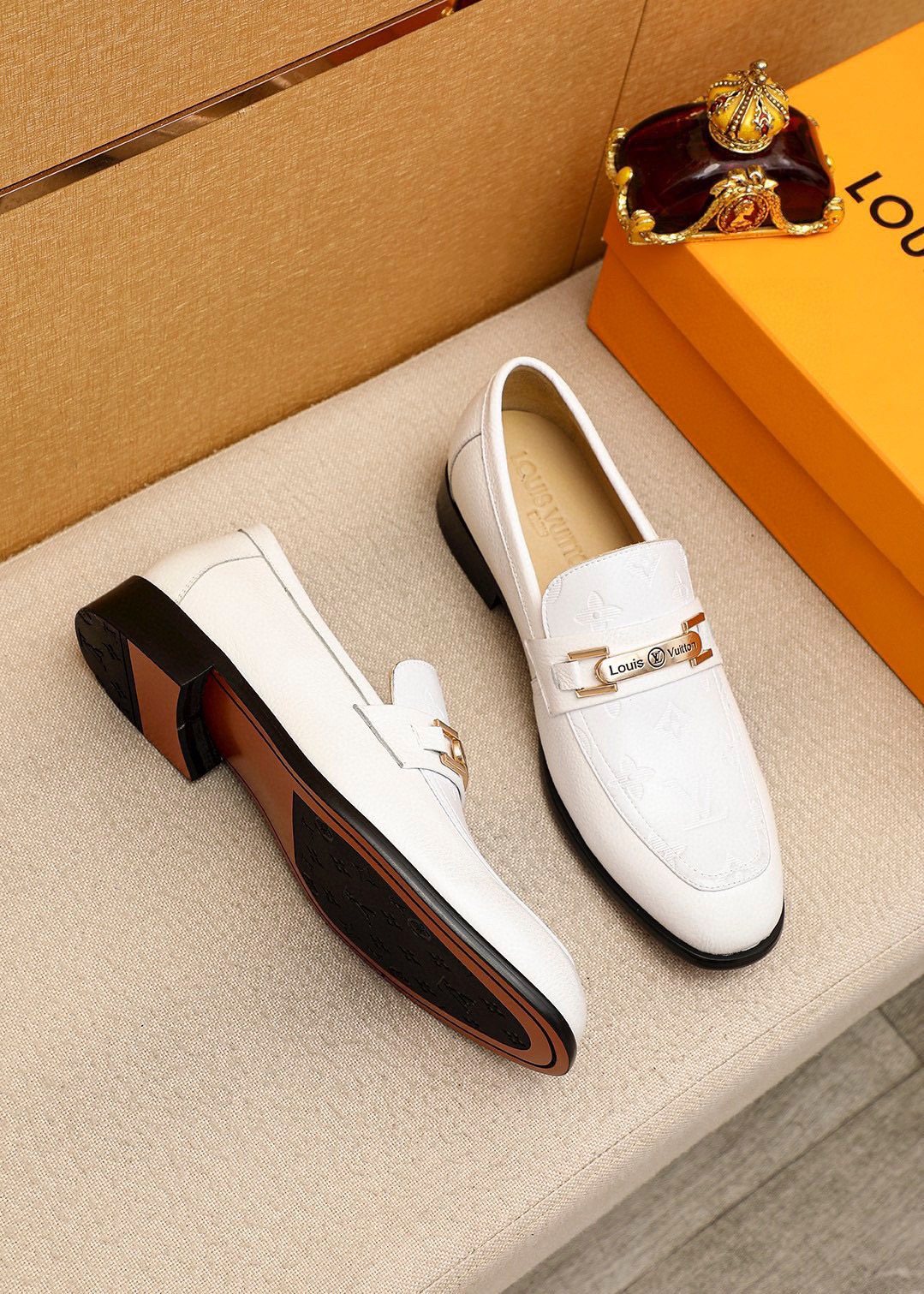 Louis Vuitton Textured Bar Loafers — front