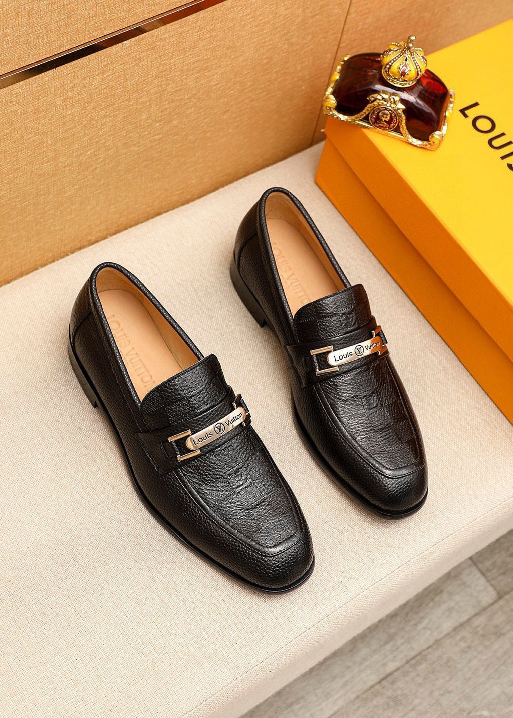 Louis Vuitton Textured Bar Loafers — front