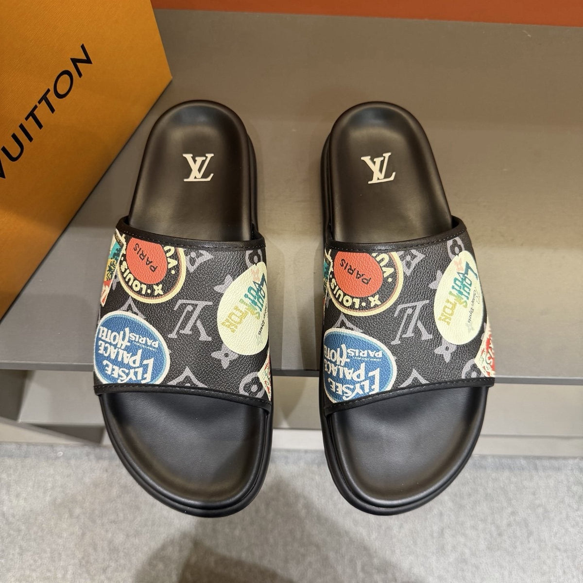 Louis Vuitton Colorful Print Slide Sandals — hero